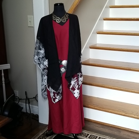 16 Womens Petite RED  long Dress Lined - Picture 6 of 13